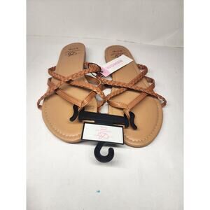 Bobbie Brooks Women’s Size M (7/8) Brown Braided Strap Sandal Thong Flip Flops